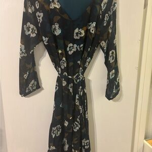 CAbi Dark Floral Long Sleeve Dress